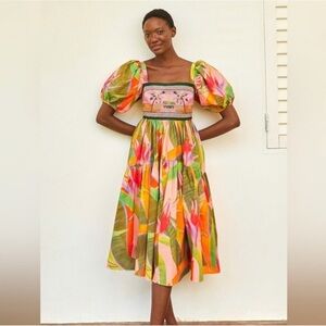 FARM Rio Pink Garden Embroidered Dress Sz XS